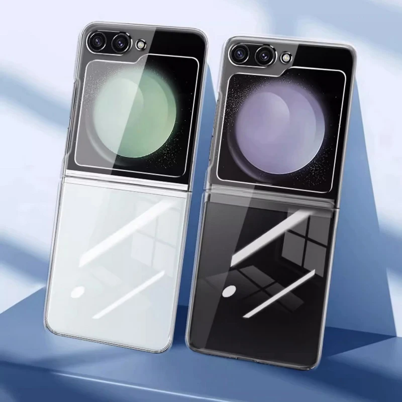 For Samsung Galaxy Z Flip 7 5 4 3 6 Case Slim Clear Hard PC Folding Phone Cover Cases For Samsung Z Flip5 Flip4 Flip6 Flip7