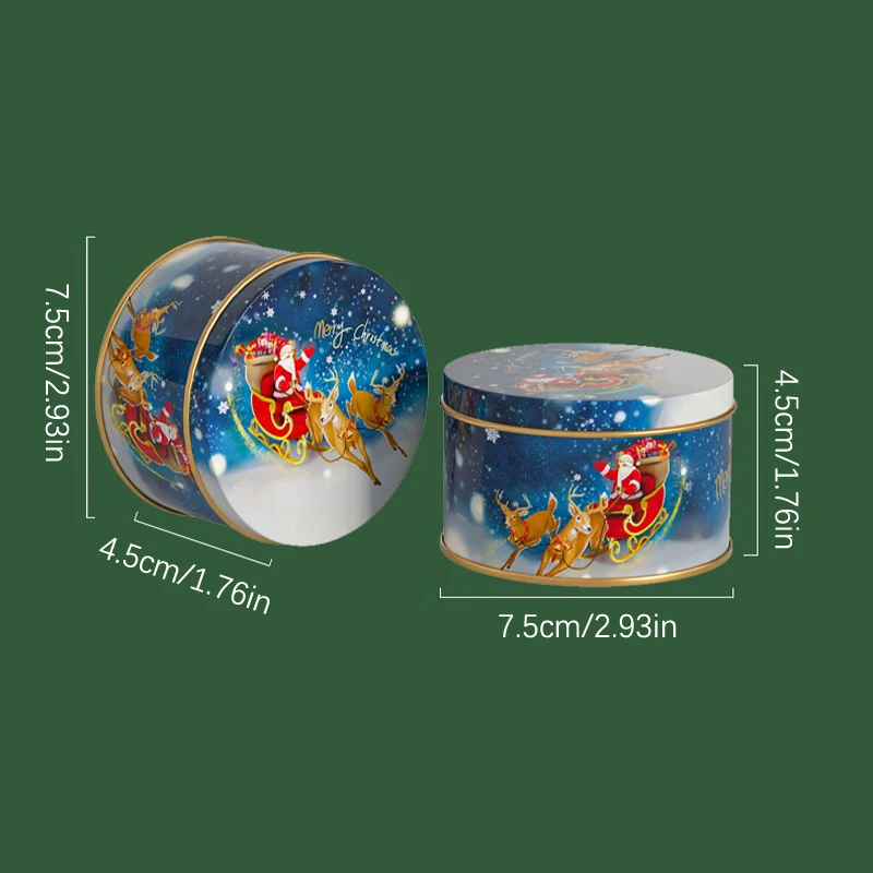 1PC Round Christmas Old Man Candy Tins Decorative Tinplate Box Xmas Candy Cookie Box Packaging Jar Candle Containers Gift