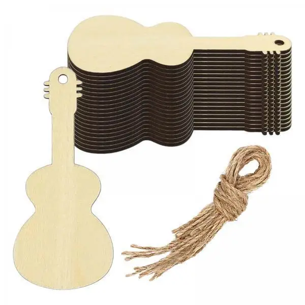 Blank Wood Pieces Unfinished Guitar Plaques for DIY Crafts Versatile Blocks of Wood Gift Tags