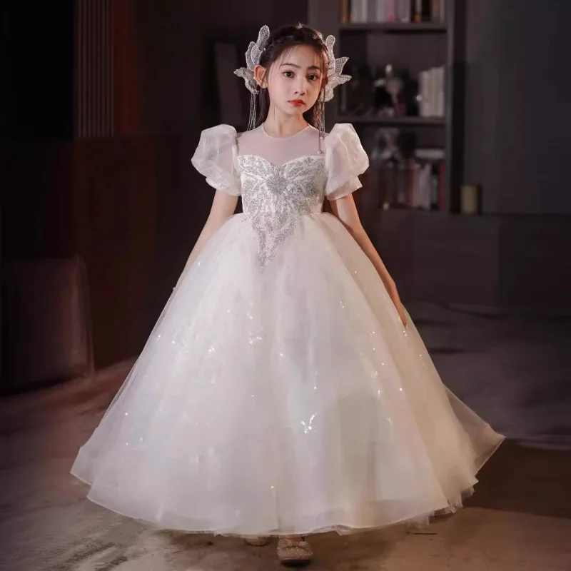 Host Girl's Dress Summer High-end Light Luxury Niche Children's 10th Birthday Flower Girl Piano Performance Costume