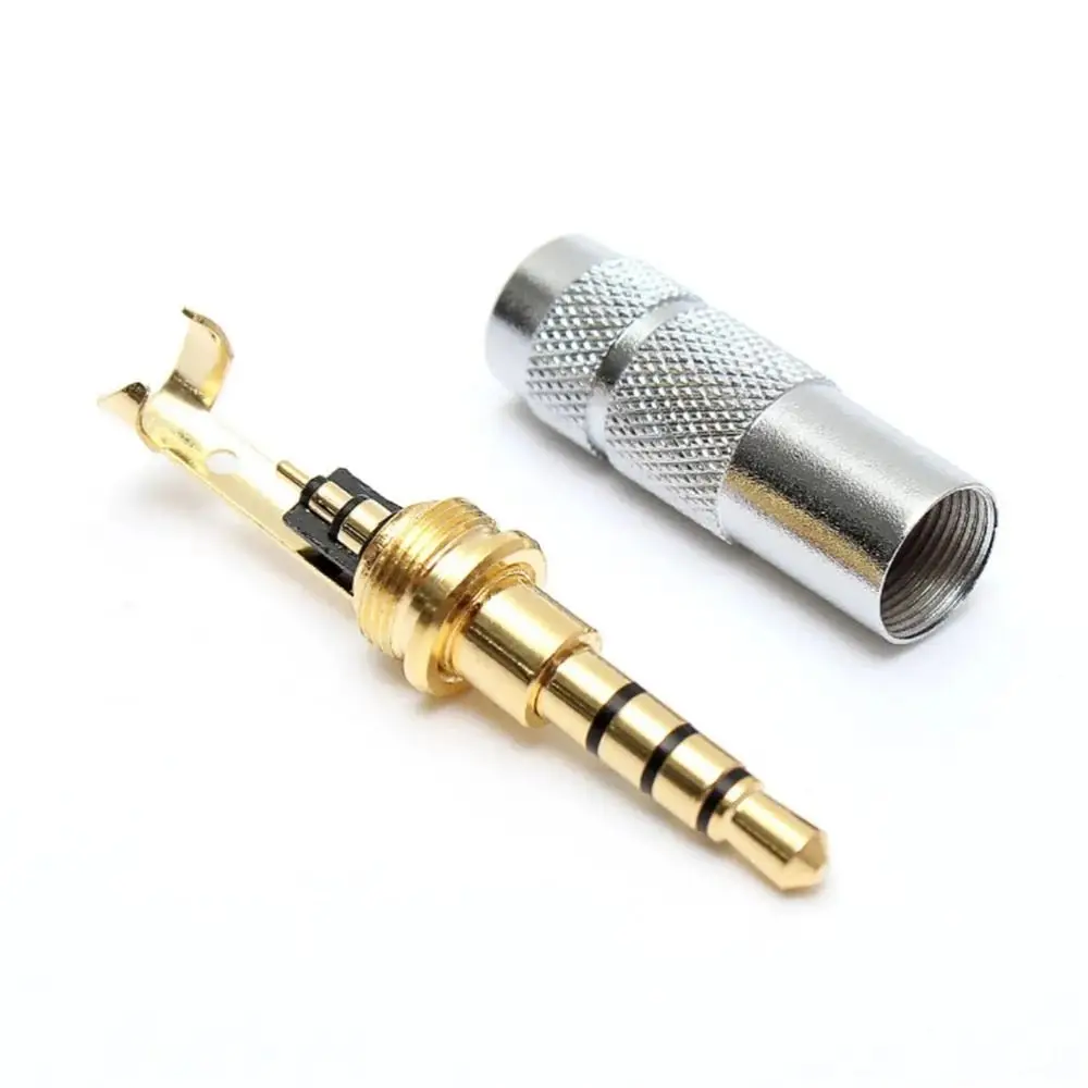 Audio Plug 4 Pole Headphones Audio Jack DIY Replacement 3.5mm Stereo Plug Metal Headphone Plug Connector