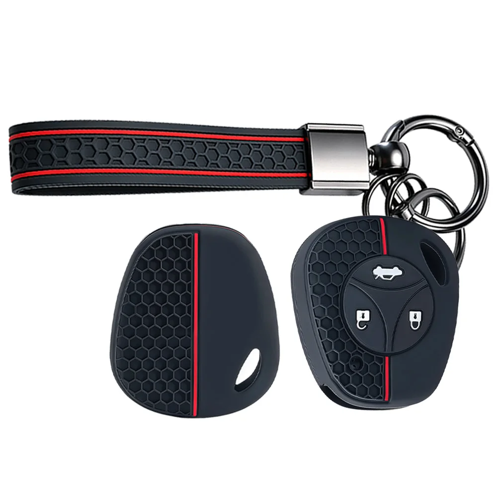 Keychain Silicone Rubber Car Key Cover Case Set For Lada Vesta Granta Priora Kalina 3 Button Remote Bey Holder