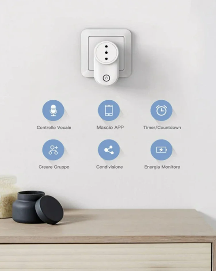 Italy Chile Tuya Smart Plug WiFi Socket 16A Power Monitor Timing Function Smart Life APP Control Works with Alexa Google Home