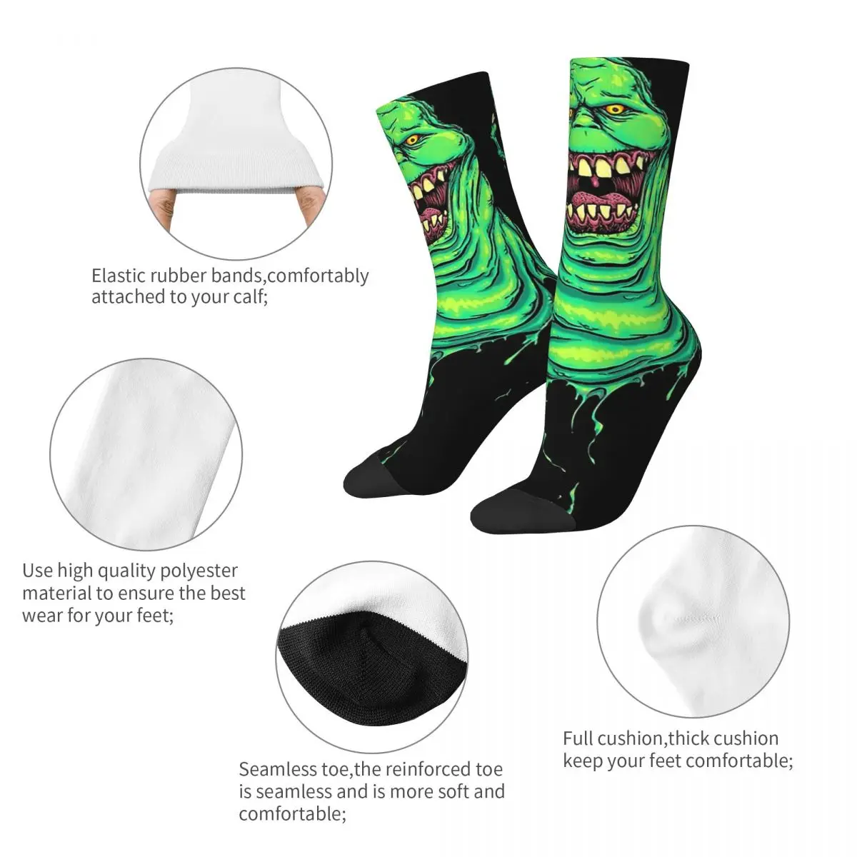 Funny Crazy Sock for Men Slimer Disgusting Blob Hip Hop Vintage Ghostbusters Happy Quality Pattern Printed Boys Crew Sock