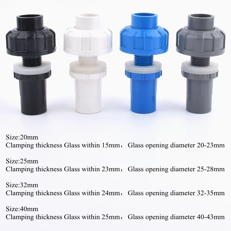 Grey White Blue Black 20~40mm Water Supply Union Connector Aquarium Fish Tank Water Inlet Outlet PVC Water Pipe Union Joint