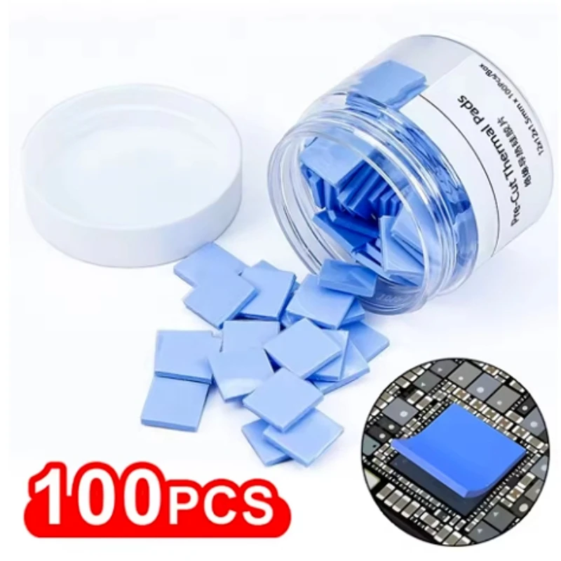 

100PCS Thermal Insulating Soft Silicone Sheet High Temperature Resistance Motherboard CPU IC GPU Repair Pre-Cut Thermal Pads Mat