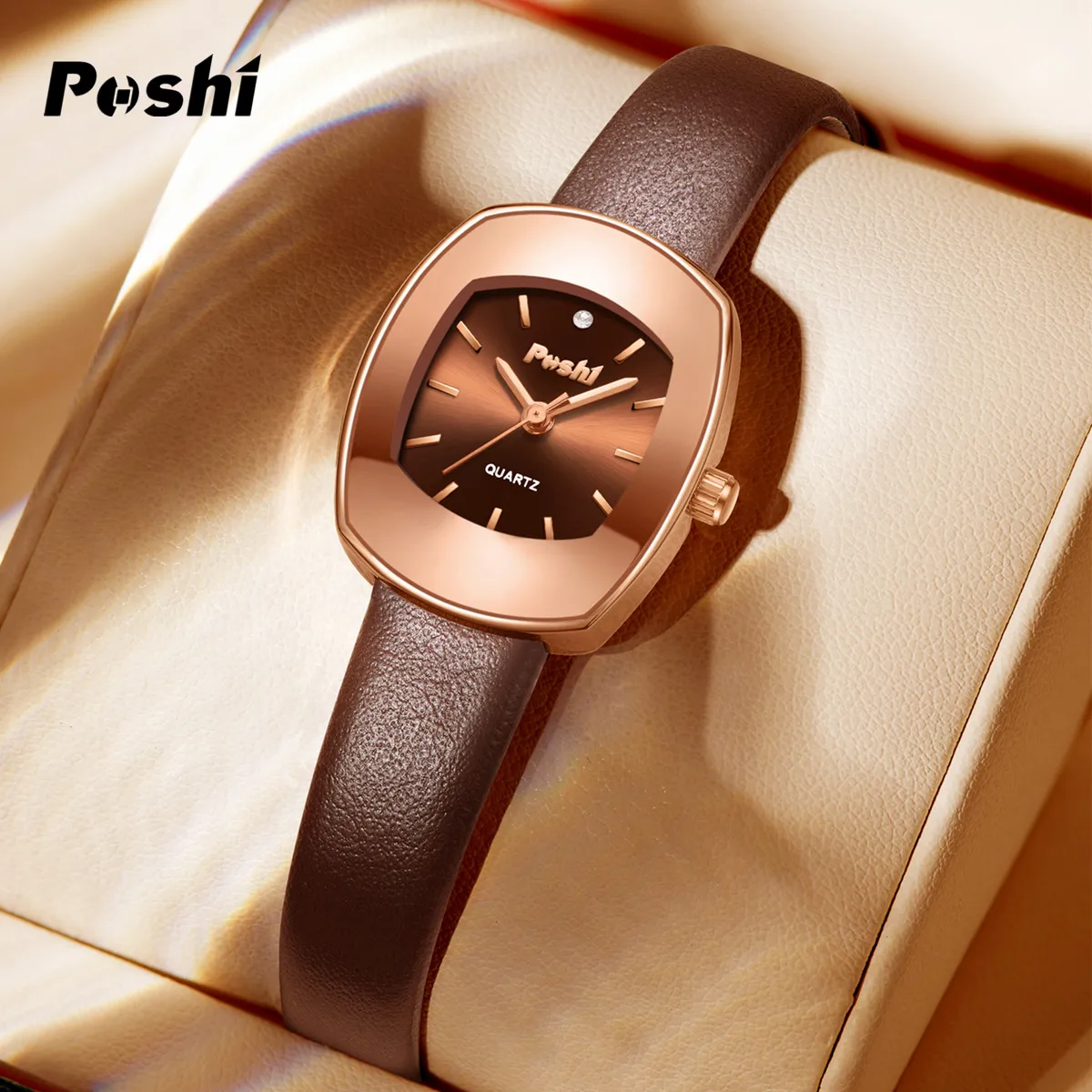 POSHI Original Quartz Watch for Women Fashion Casual Ladies Wristwatch Leather Strap Women\'s Watches Gift reloj para mujer