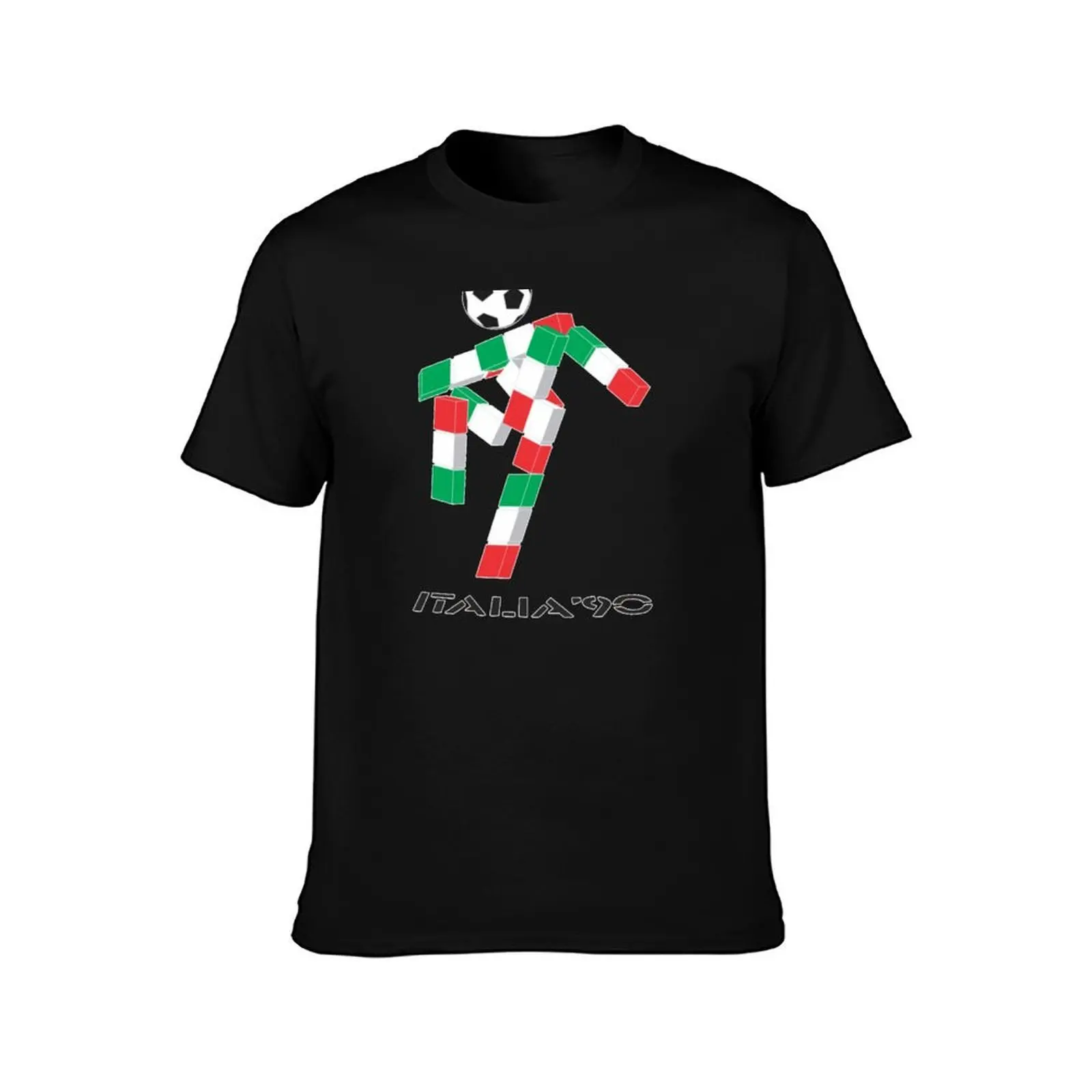 Italia 90 footballer logo T-Shirt, Summer Casual Cotton Tee, Oversized Streetwear Tops, Vintage Graphic Print, Unisex Men Women
