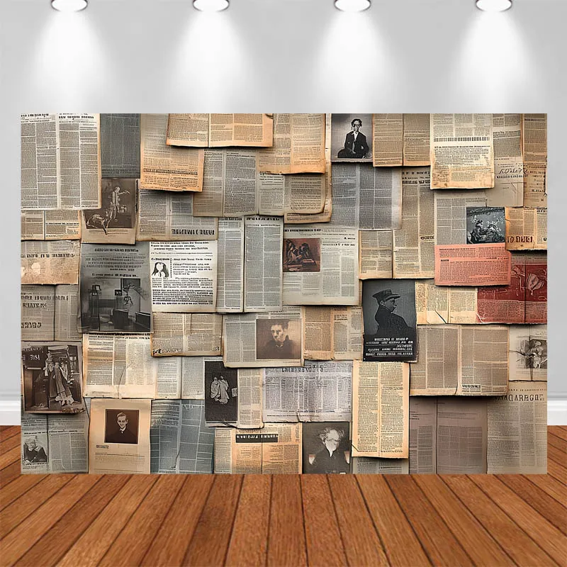 

LS Photography Background Vintage Newspaper Celebrity-Themed Decor Adult Kids Portrait Photo Backdrop Studio