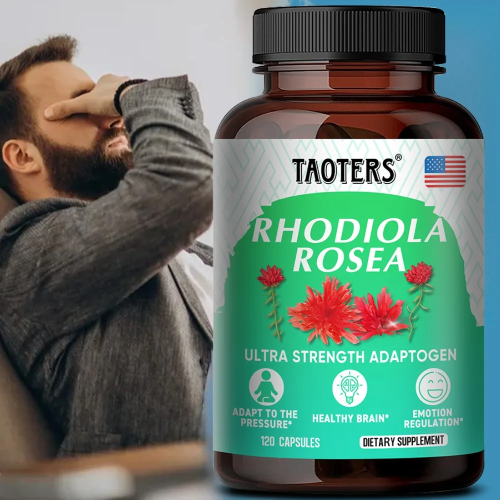 Rhodiola Rosea Capsules, Natural Herbal Balancing Supplement, Relieve Stress and Replenish Energy Daily
