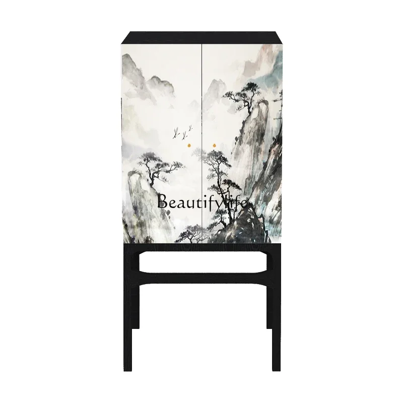 GG8New Chinese Style Hallway Wall Storage Corner Entrance Cabinet Customization