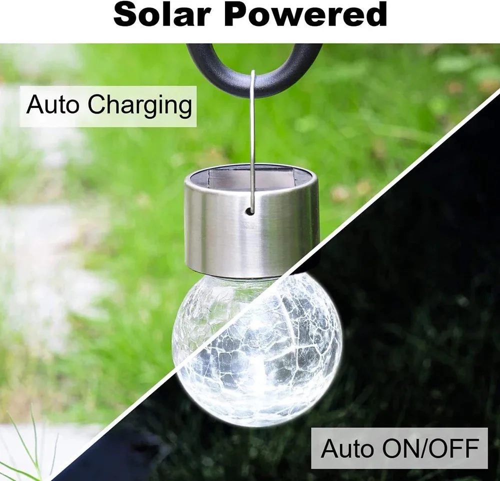 Solar Small Crack Light LED Garden Light Waterproof Glass Ball Chandelier Outdoor Decoration Night Light