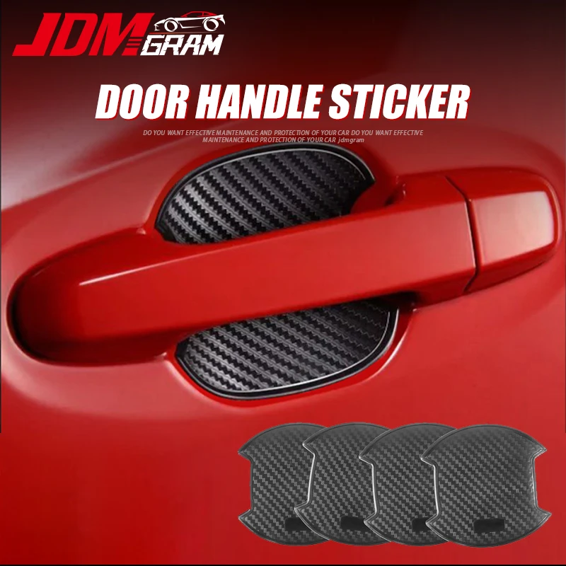 4pcs Car Door Handle Bowl Sticker Carbon Fiber Universal Scratches Resistant Protector Cover Auto Film Protection Accessories