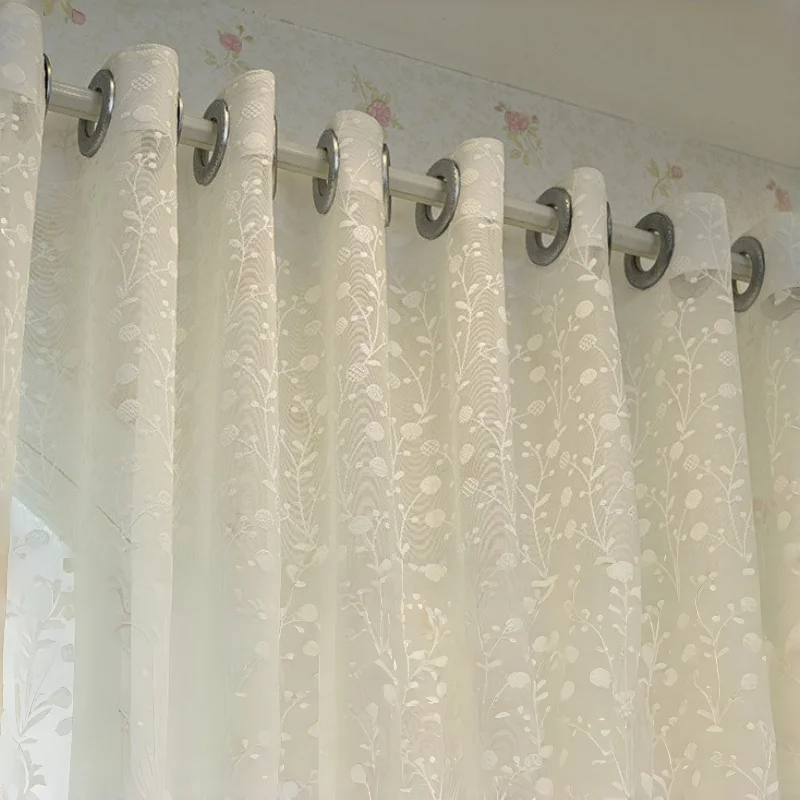 1PC Modern Luxury Dreamy Sheer Curtain, Korean Style Window Treatment, Living Room Balcony Bedroom Embroidered Sunscreen Privacy