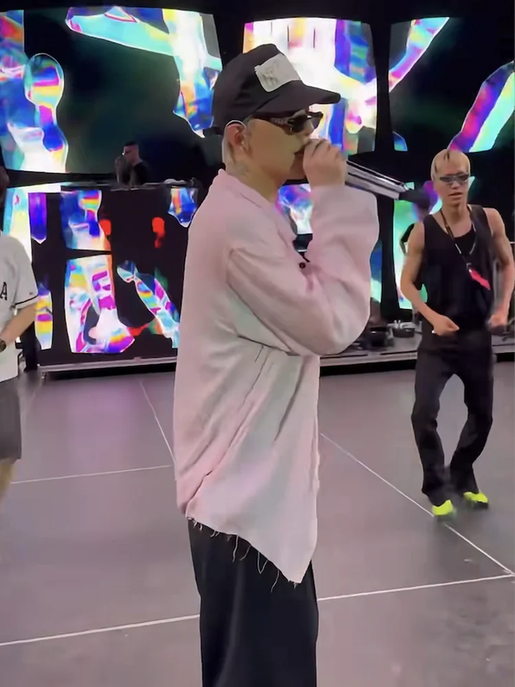 

High-Defn Long-Sve Pink Button-Up Thin irt Coat Casual Loose Fit Polyester Fabric Breathable Skin-Friendly Da...