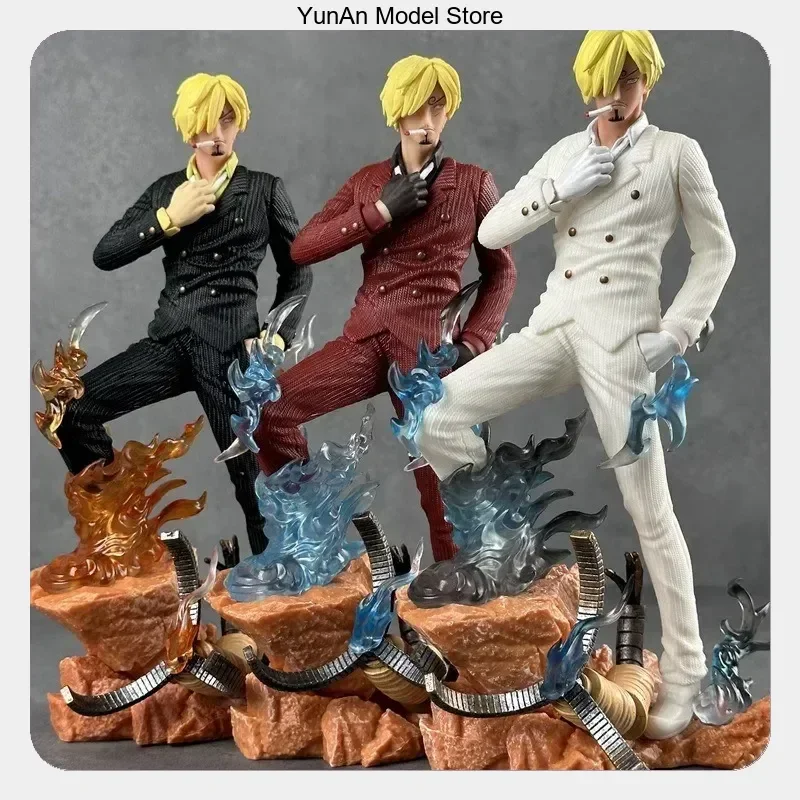 Anime-Figur Statue Desktop-Dekoration Geschenk 24cm One Piece Sanji Vinsmoke Diable Jambe Black Leg Rot Schwarz Weiß Farbvarianten