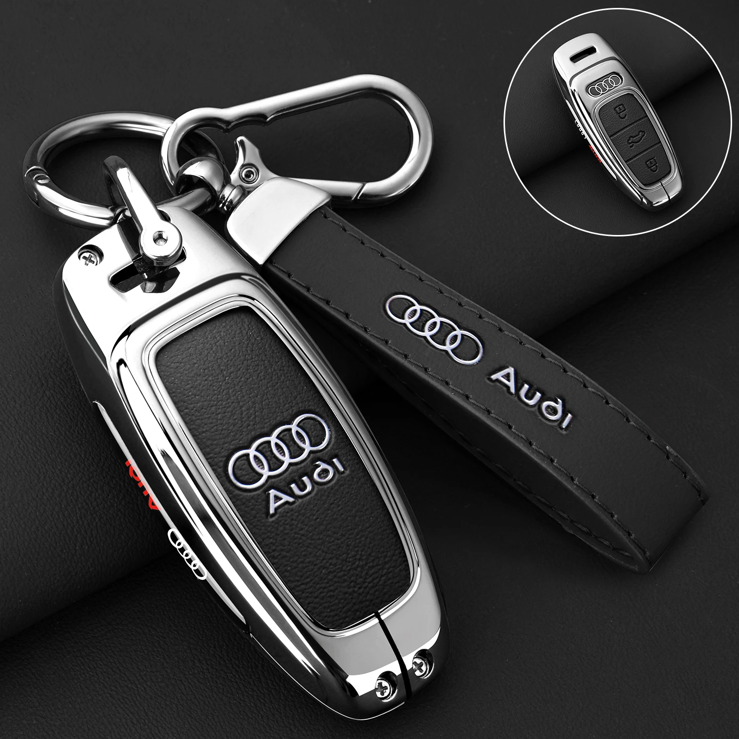 New Zinc Alloy Car Key Case Cover Shell For Audi Q8 RSQ8 A6 C8 S6 RS6 A7 S7 RS7 A3 8Y A8 D5 4N RS E-tron GT Q4 Q7 4M Accessories