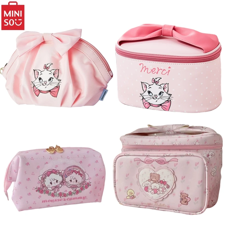 Kawaii Disney Marie Cat Bucket Makeup Bag Anime The Aristocats Handbag Cartoon Cute Girls Pink Large Capacity Storage Bags Gift