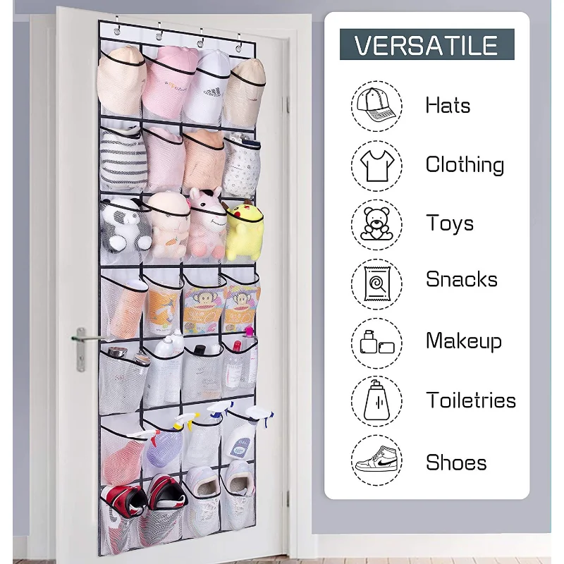 Multipurpose 28 Grids Non-woven Door Back Transparent Mesh Cloth Cap Boots Wardrobe Large Multilayer Storage Shoe Hanging Bag