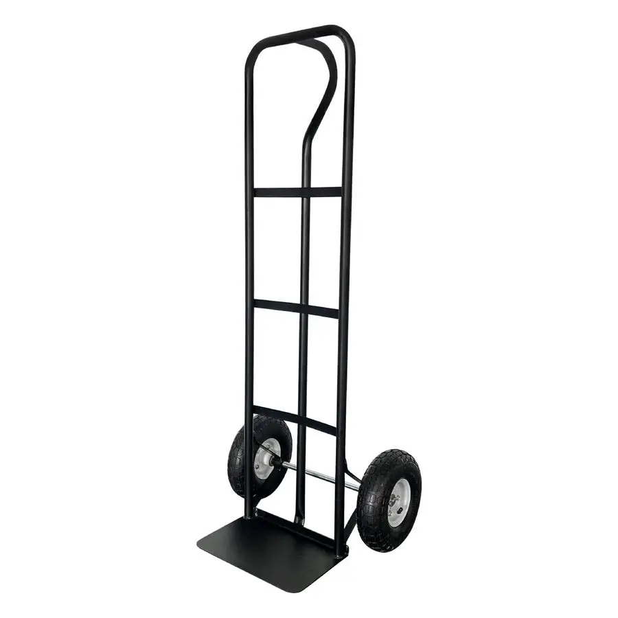 

600 Lb Steel Hand Truck with P Handle and 10 Pneumatic Wheels for Home and Office Use
