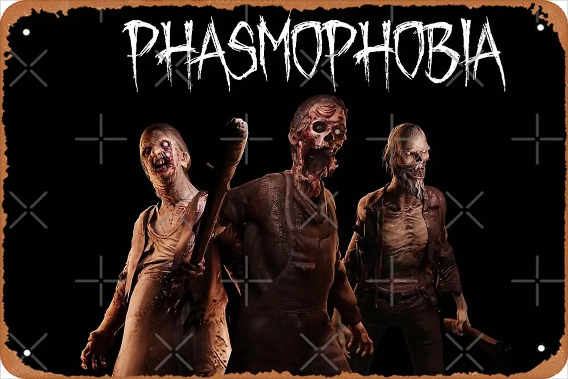 Phasmophobia Models Poster Vintage Retro Metal Sign 8x12 Inch Man Cave Home Wall Decor