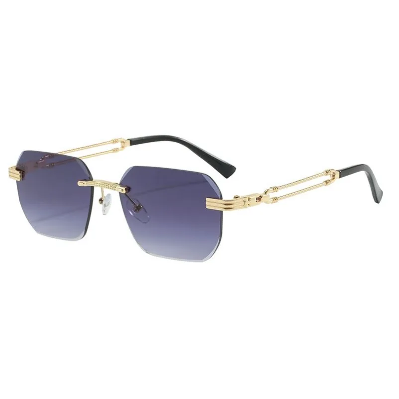 European and American new frameless trimmed sunglasses, advanced sense UV protection sunglasses, men's and women's polygons