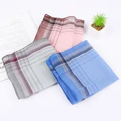 Set of 5pcs Retro Classic Men Handkerchiefs Cotton with Stripe Hankies Kerchief Gifts for Party Wedding Banquet
