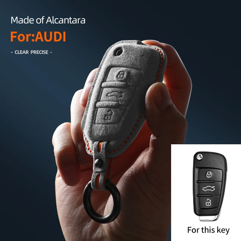 

Car Remote Key Case Cover Shell For Audi A4 B9 A5 A6 8S 8W Q5 Q7 S4 S5 S7 TT TTS TFSI RS Alcantara Keycase Protect Fob Keyless