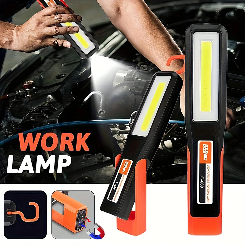 Powerful LED Work Light with Magnet lighting Flashlight Car Garage Mechanic Lamp USB Charging COB Emergency Light Warning Light