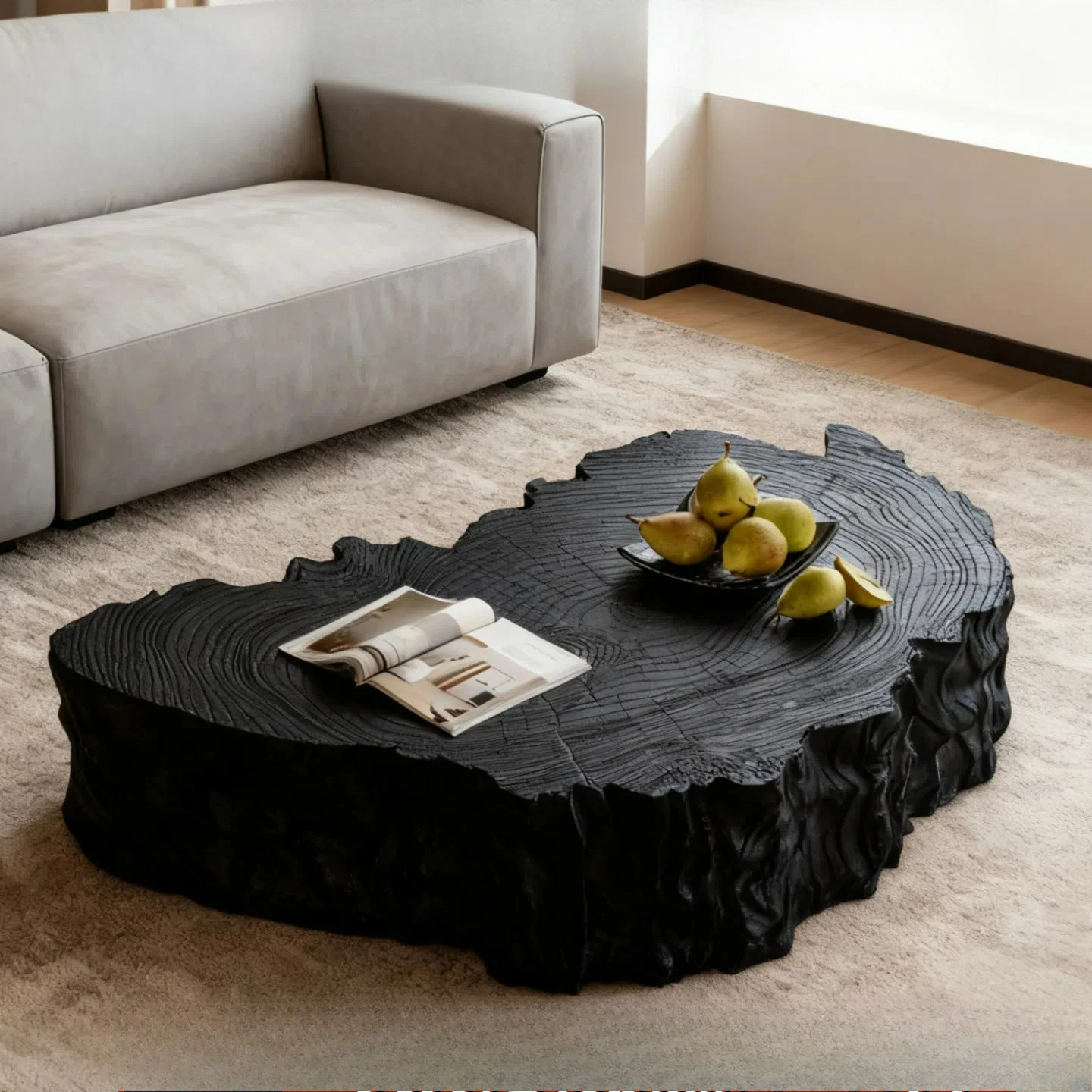 Lacquered coffee table, living room tea table, modern and simple growth ring coffee table