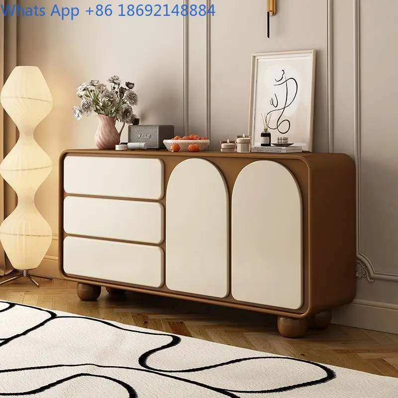 

Solid Wood Bedroom Bedside Storage Cabinet Living Room Wall-Mounted Drawer Cabinet Five-Drawer