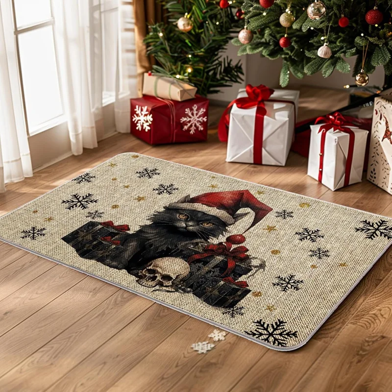

Christmas By Mat Outdoor Rug Gothic Cat Decorative Doormat Farmhouse Home Kitchen Entrance Rug Floor Front By Mats