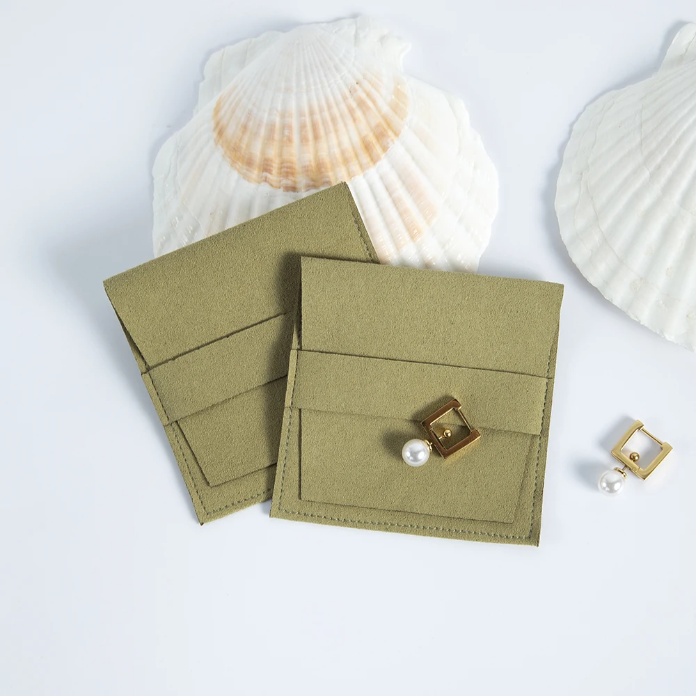 5Pcs Stylish Soft Microfiber Envelope Jewelry Pouches with Band Compact Storage Bags for All Daily Jewelries Convenient to Use