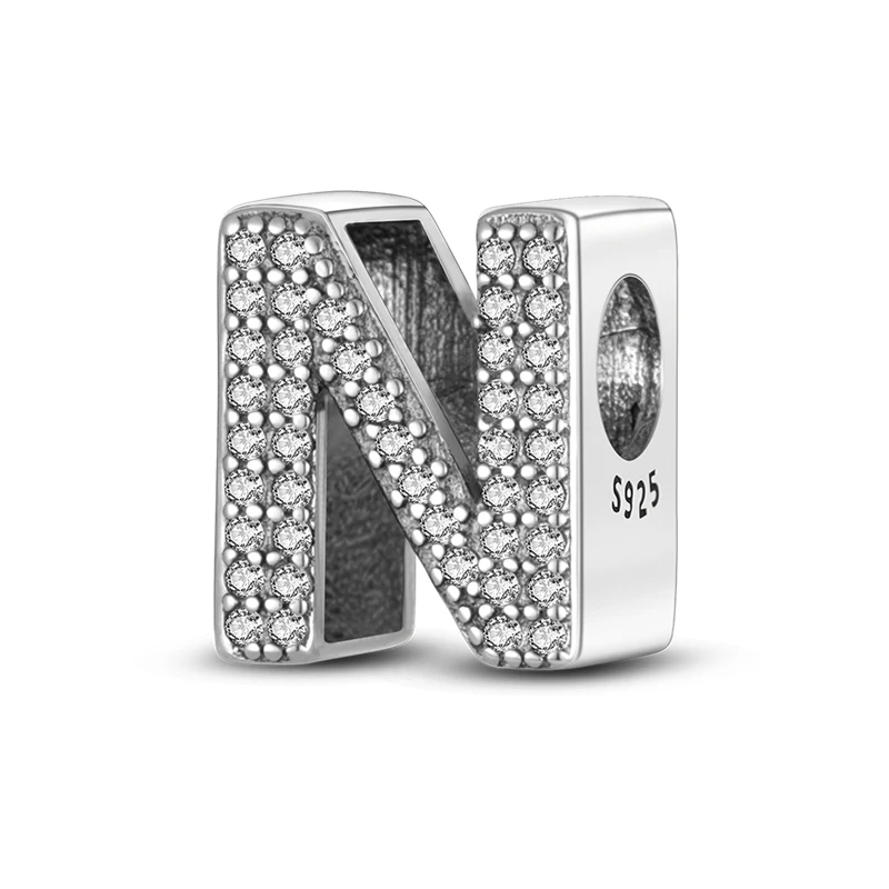 925 Sterling Silber, passend für 925 Original-Armband, DIY A-Z, Alphabet, Charms, Perle, CZ, Zirkon, LIEBE, Buchstabe, baumelnder Anhänger, Schmuck, Geschenk