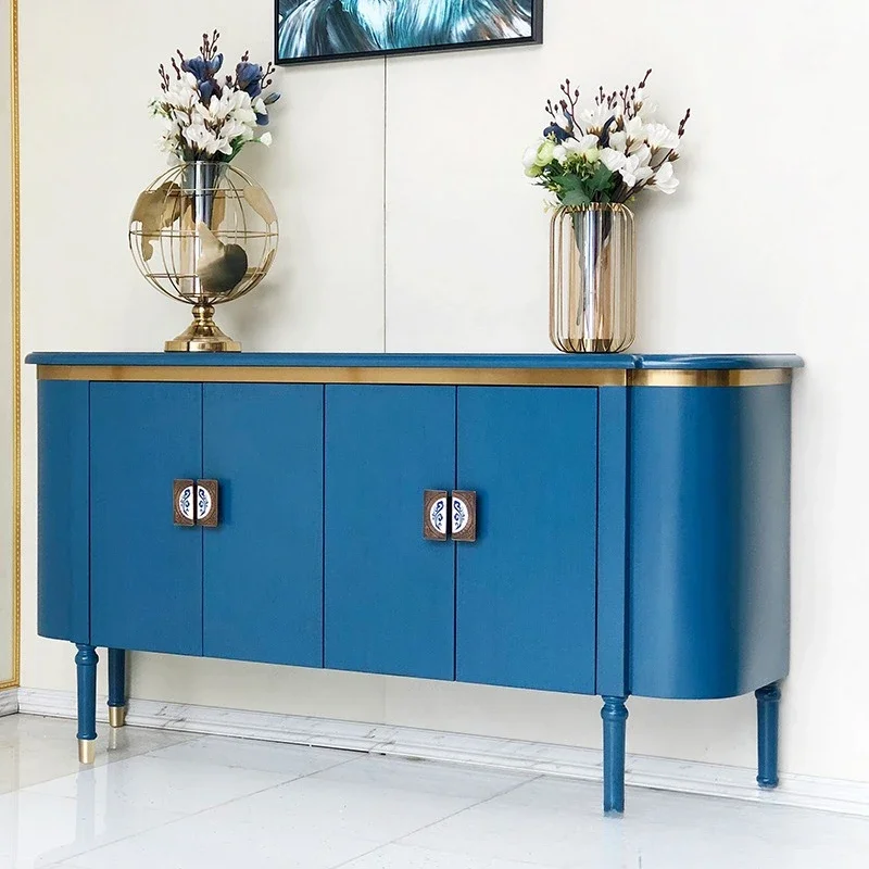 Blue light luxury foyer, entrance cabinet, living room decorative cabinet, locker, side cabinet, complete