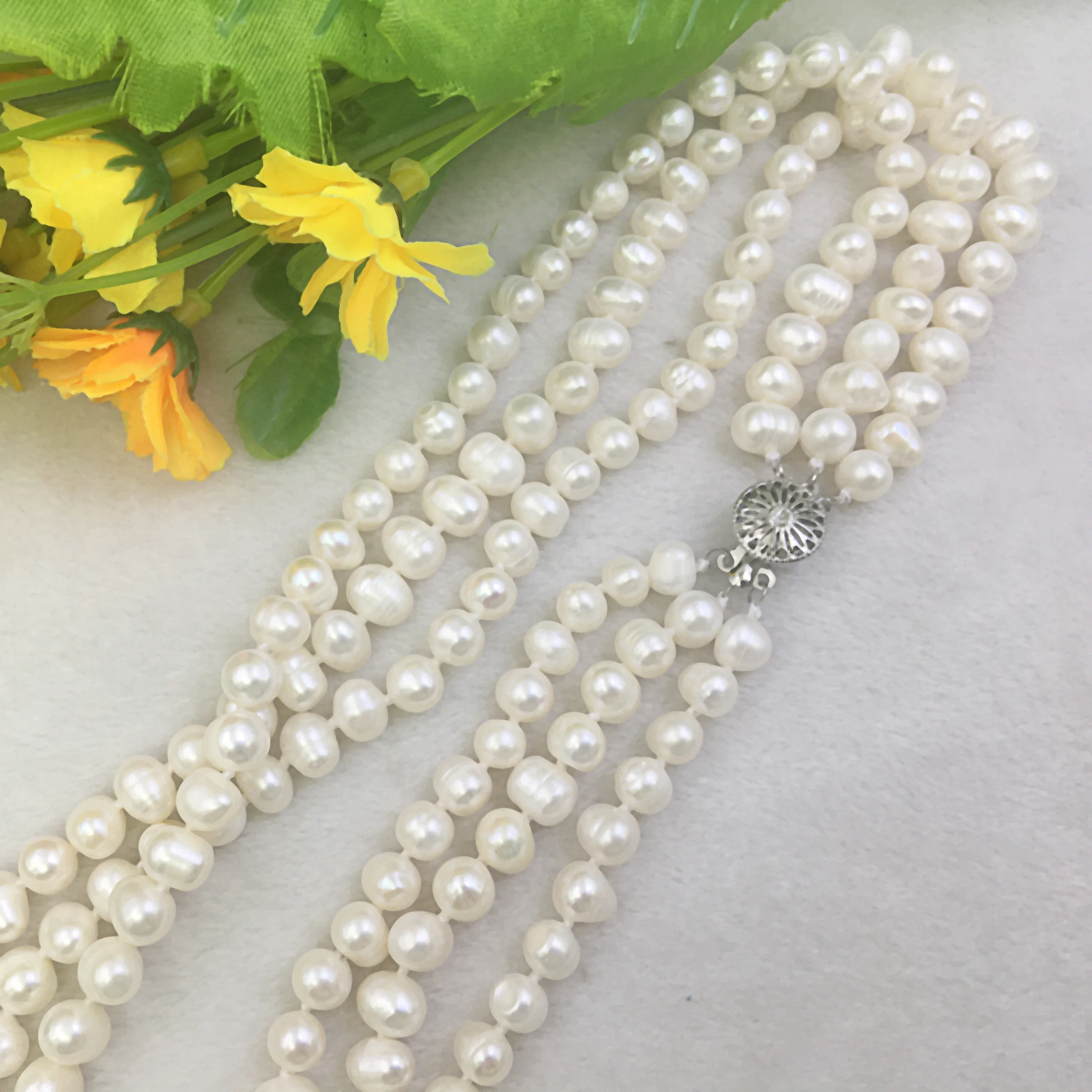 New charming Pretty! 3 Rows 8-9mm White Akoya Shell Pearl Necklace Beads Jewelry Natural Stone AAA Grade BV238 Wholesale Price