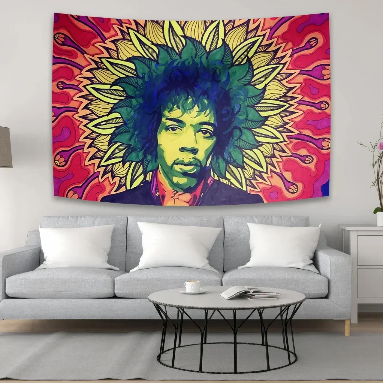 Famous Guitarist Jimi Hendrixs Tapestry Flag Hippie Polyester Decorative Wall Art For Music Lovers Room Decor Aesthetic Macrame