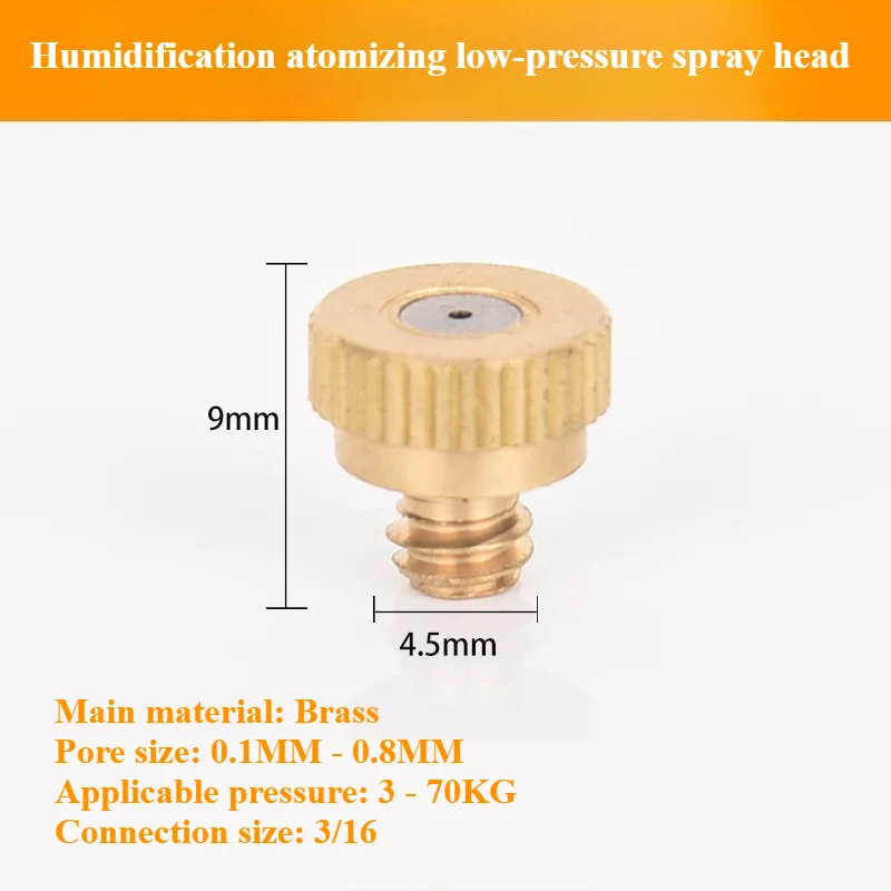 Brass Irrigation Thread Mist Nozzle Low Pressure Misting Sprayer Water Nozzle UNC10-24 for Dust Control Outdoor Cooling System