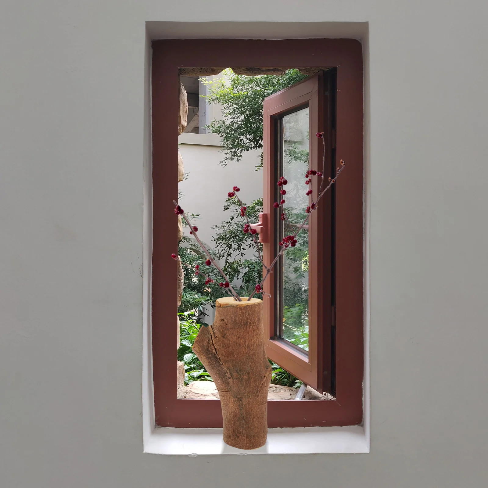 

Vintage Style Wooden Flower Small Decorative Wood Vase For Home Decoration Bookshelf Tabletop Centerpiece Creative