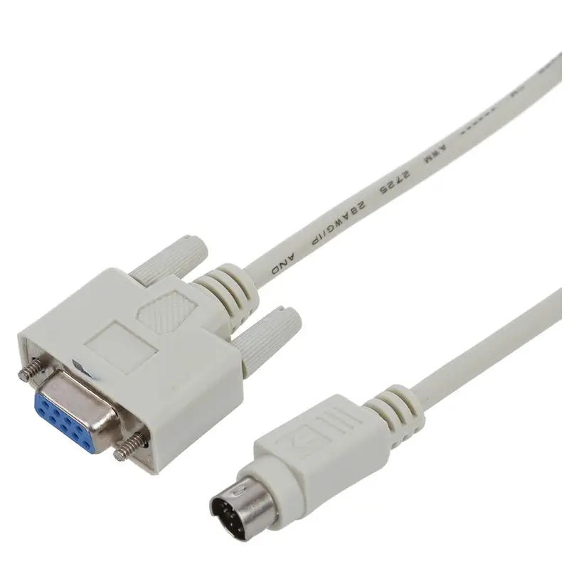 6X DB9P To 8P Mini Din RS232 Download Cable White 8.2 Ft For PLC DVP-EH