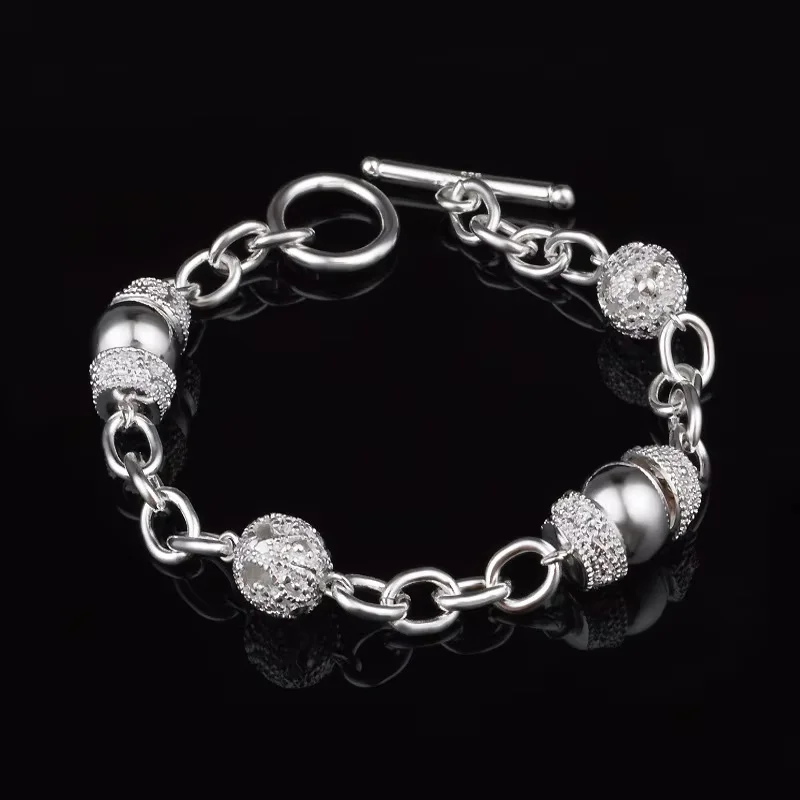 Classic Geometry Circle Chain 925 Sterling Silver Bracelets For Women Fashion Fine Wedding Party Jewelry Best Friend Gifts
