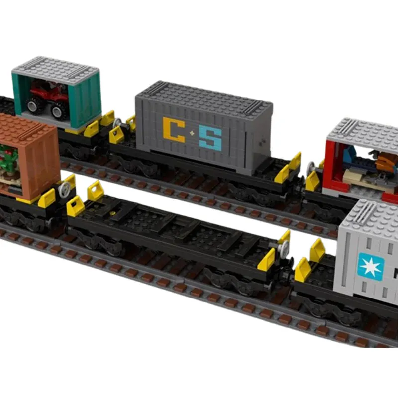 

MOC Train Series Shipping Container Car 3 Collection Building Blocks, DIY Model, Assemble Bricks, Education Toys Birthday Gift