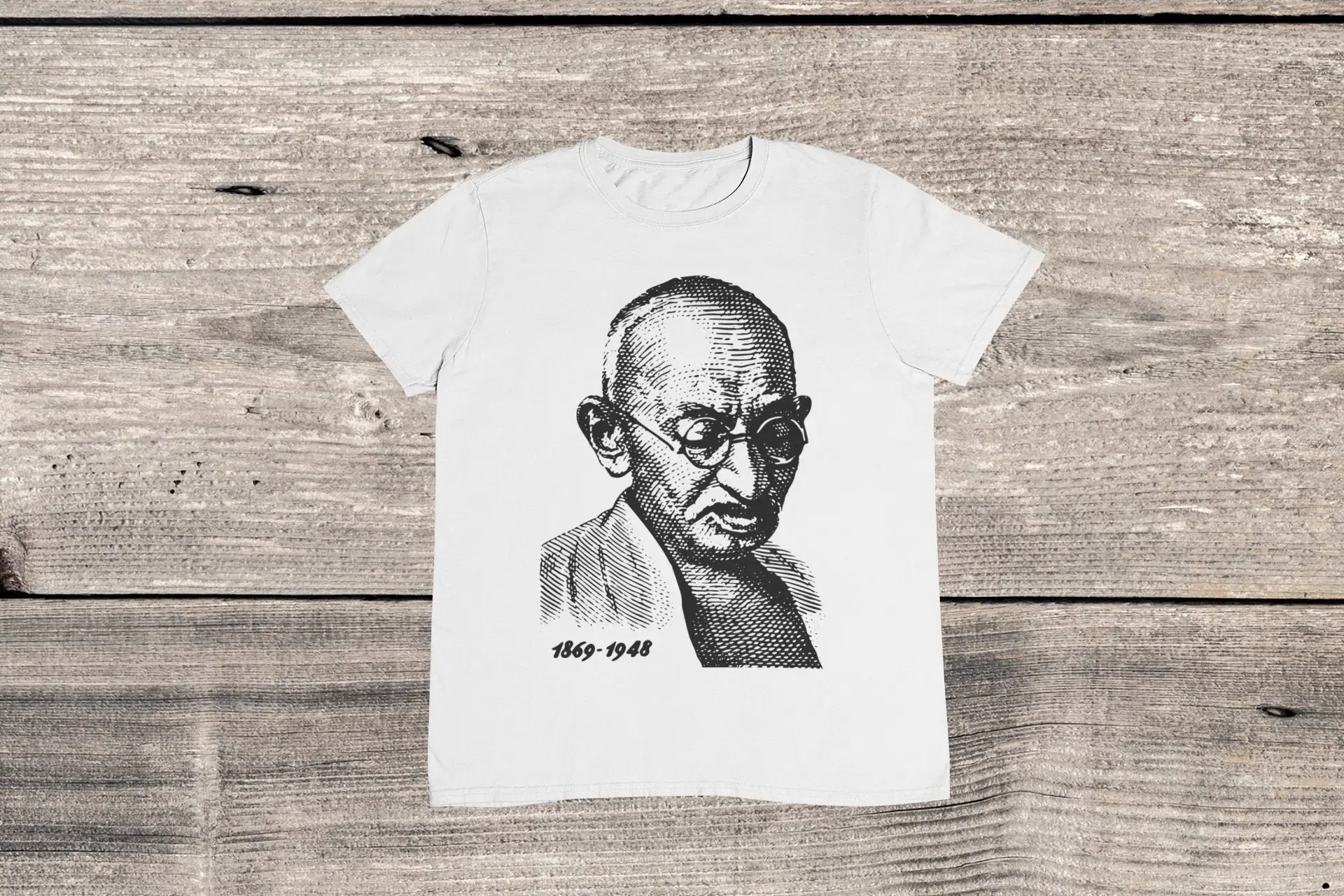 Mahatma Gandhi Portrait T Shirt Indian Art Social Activist 100 Cotton