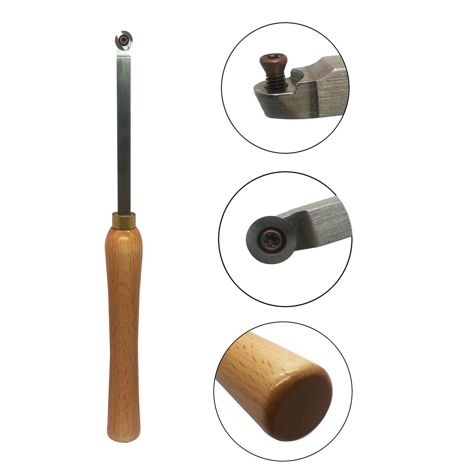 Woodturning Carbide Wood Turning Tool Set of Rougher Detailer Finisher Lathe Tools for Woodturning+1pc round shaped insert