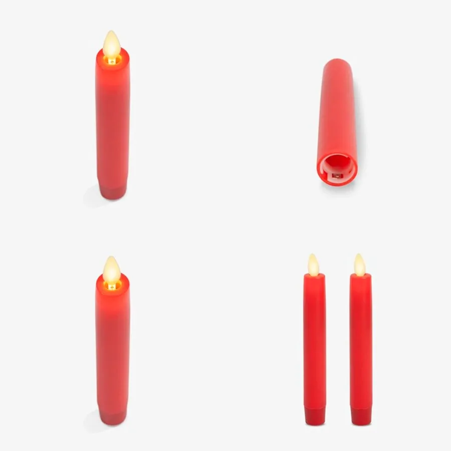 

Set of 2 Flameless Candle Tapers 0.87" x 6.7" Flat Top Real Wax Unscented