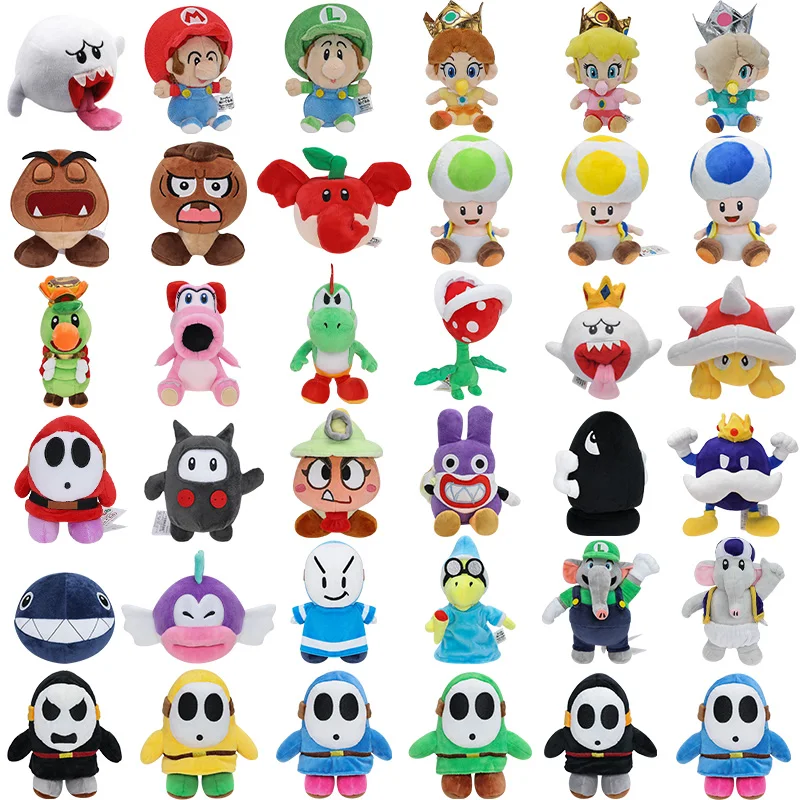 36 Styles Plush Toys Black Blue Shy Guy Chain Chomp Goombella Toad Nabbit Birdo Yoshi Kid Mario Classic Game Shy Guy Plush Dolls