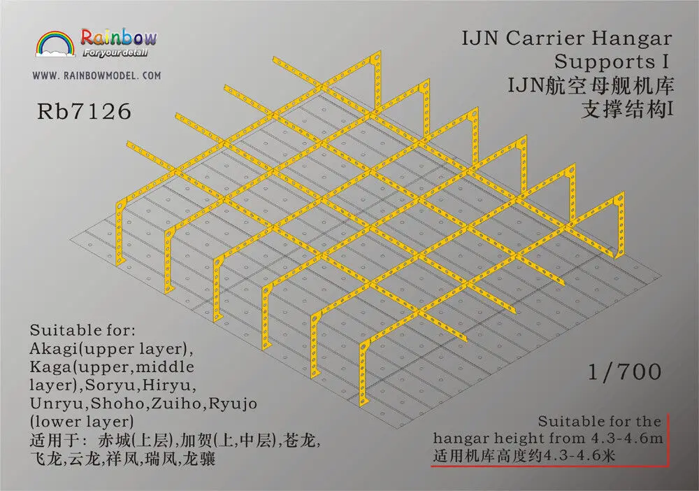 Rainbow PE 1/700 IJN Carrier Hangar Supports I RB7126 Photo-Etched