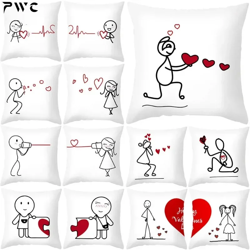 Love Couple Series Pattern Pillowcase Home Bedroom Sofa Pillowcase Office Car Pillowcase