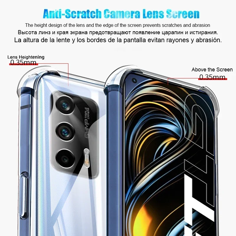 Luxo transparente silicone à prova de choque caso para realme gt neo 5 3 8 7 pro x2 x50 x7 6 5 pro c3 c11 c12 c15 v5 casos de telefone capa