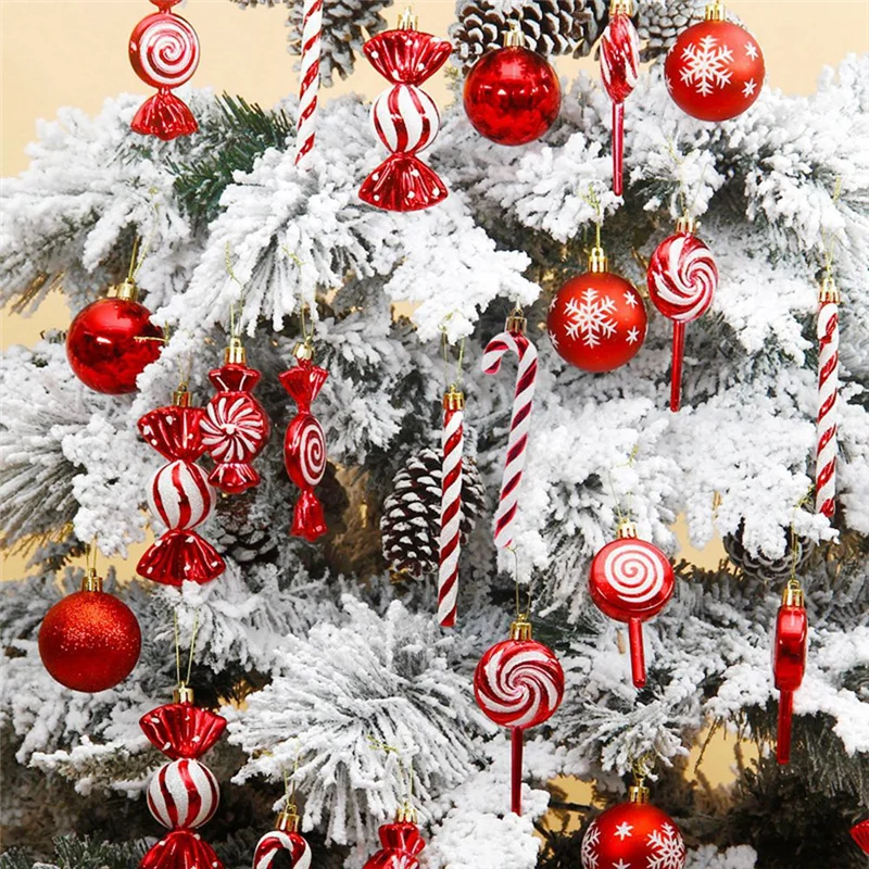 

SOFT-36Pcs Christmas Ball Christmas Tree Hanging Pendants Printed Shaped Pendant Christmas Spheres
